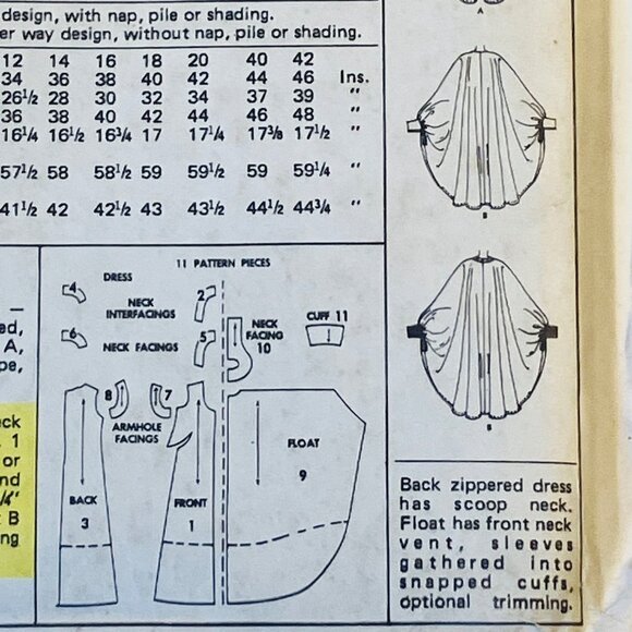 1970s Sleeveless Dress with Caftan Float Sewing Pattern McCalls 3413 Size 16 FF - Picture 8 of 10